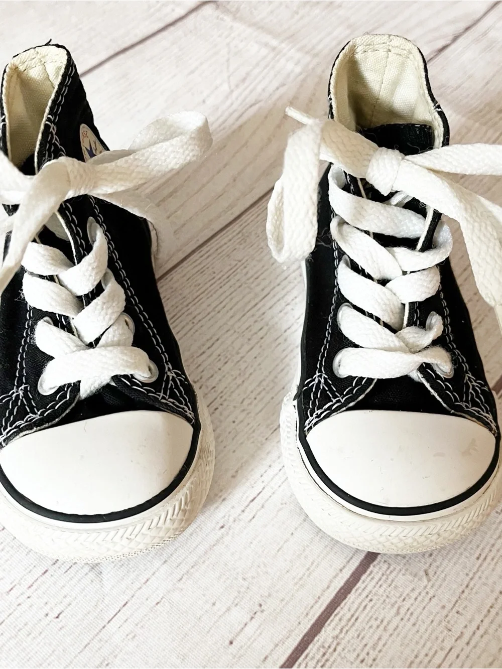 Converse black high top baby sneakers